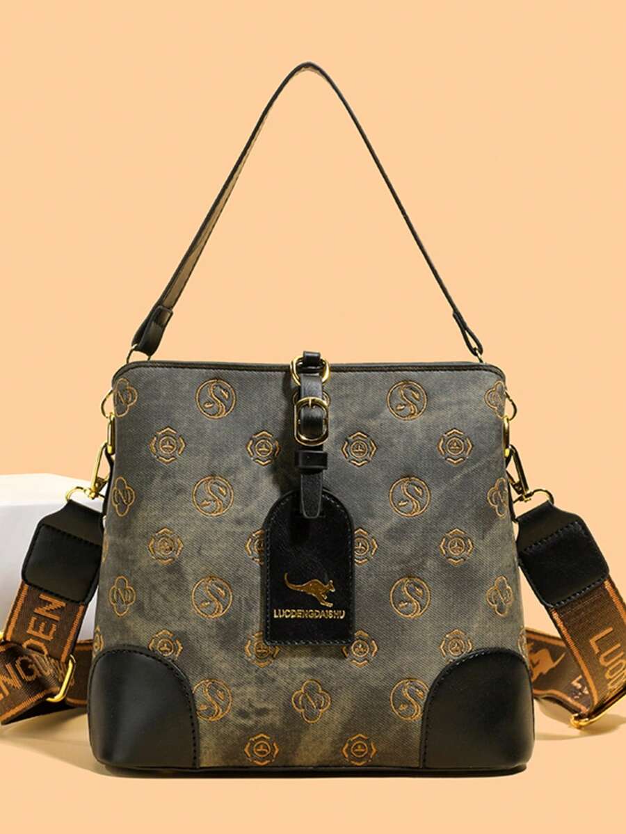 Fashionable Versatile Letter Retro Commuter Tote Bag, Casual Women's Handbag, Shoulder & Crossbody Bag - Multicolor - View 1