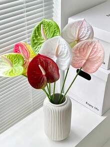 3/5/10支装仿真粉色天堂鸟和红色火焰百合花，适用于家居装饰、婚礼装饰、仿真花、婚礼用品、派对用品、室内装饰、办公室、酒店、桌面装饰 - 粉色 - 查看 7