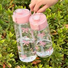 HILAKE 400/600/800ml Plastic Water Bottle – Sweet Pink Big Bow Design. Girly Pattern, Works As Portable Travel Cup, Outdoor On-The-Go Cup & Coffee Cup. A Premium Water Cup Essential For Office, Camping, Valentine's Day & Christmas - Multicolor - View 4