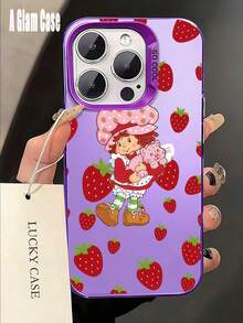 1 Piece IMD Pink Strawberry And  Girl Graphiccartoon Phone Case: Sweet Cool Style. Vibrant Pink, Shock-Absorbent, Compatible With IPhone16 Pro Max, 15/14 Plus, 13, 12, 11, 17,Waterproof, Shockproof, And Scratchproof Perfect Gift For New Year/Valentine's Day, Family/Friends/Lovers - 紫色 - 查看 6