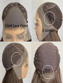 粉色挑染假发 棕色长款柔顺直发蕾丝前假发 合成蕾丝假发 自然发际线 日常佩戴 Cosplay假发 - 彩色 - 查看 10