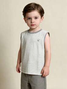 Balabala Unisex Sleeveless Top, Breathable Quick-Dry Fabric, Soft & Comfortable, Summer Tank Top - White Grey Tone - View 3