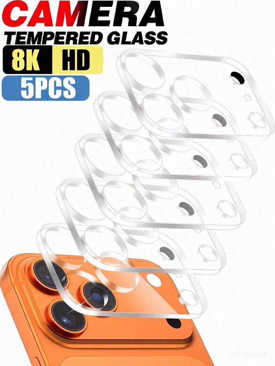 Shockproof Transparent Tempered Glass Camera Lens Protector 5 Pcs-Of Full-Covering Camera Protective Film Rear Lens Glass Compatible With Apple 17/17pro/17pro Max/16/15/14/13/12/11/Plus Anniversary Gift - 5 Pieces - View 1