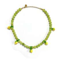 1 chiếc vòng cổ hình quả chanh hồng và chanh xanh mới mùa xuân/hè 2026, mặt dây chuyền hình trái cây dễ thương làm thủ công, tráng men chịu nhiệt, kiểu dáng vườn, dây chuyền đeo xương đòn, vòng cổ ngày lễ. - vòng cổ chanh xanh - Xem 4