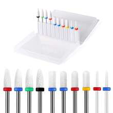10pcs/Set Manicure Sanding Heads, Polishing & Removal Tools, White Ceramic Nail Drill Bits - Multicolor - View 3