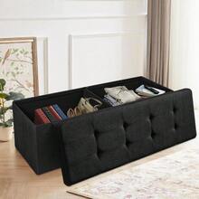 43'' Storage Ottoman Bench - Foldable Storage Chest & Footrest Seat - Black - View 1
