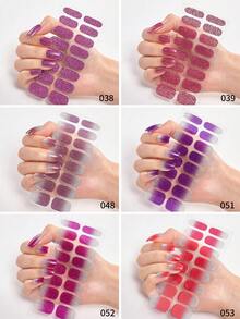 12pcs Solid Color Nail Stickers, 16 Styles Full Set, Self-Adhesive Nail Wraps, Simple Press-On Nail Foils, Goth Style Full Coverage Glitter Nail Stickers In Black, White, Red, Green, Pink, Champagne Gold, Y2K Multicolor, Suitable For Short & Long Nails, Multifunctional Nail Decals For Women & Girls, Daily DIY Manicure, Salon, Party, Halloween, Christmas - Multicolor - View 5