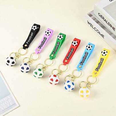 1 pieza Llavero de fútbol colorido, Llavero de cuerda de cuero de fútbol en miniatura, Decoración de bolsa deportiva, Colgante de llave de mochila, Regalo de fiesta. (Estilo aleatorio).