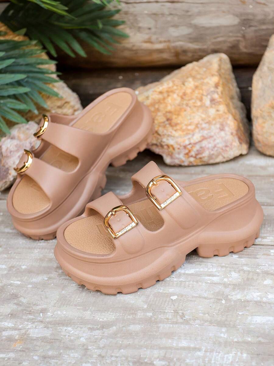 FZY New Spring/Summer Women's Wedge Platform Sandals, Featuring Popular And Out-Of-Stock Styles Including Women's Wide-Leg Pumps, Mid-Calf Boots, And Casual Sneakers. Incorporating Trending Elements From Elegant Women's Shoes, Boots, And Ankle Boots, Including Popular Styles Like Sandals, Heels, And Boots. Also Includes Trending Items For St. Patrick's Day And Yellow Heels. Pair With Other Popular Styles Like White Sandals, Black Heels, And Other Women's Sandals. Made With Comfortable Soft Soles, These Sandals Feature Both Wedge And Flat Designs, Suitable For Everyday Wear, Beach Vacations, And Parties. Available In Black, White, Pink, Purple, And More. The Wide Last Fits All Foot Shapes, Combining Millennial With Classic Retro Style, Making Them Essential And Versatile Footwear For Summer. - 卡其色 - 查看 1