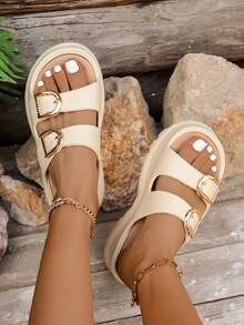FZY New Spring/Summer Women's Wedge Platform Sandals, Featuring Popular And Out-Of-Stock Styles Including Women's Wide-Leg Pumps, Mid-Calf Boots, And Casual Sneakers. Incorporating Trending Elements From Elegant Women's Shoes, Boots, And Ankle Boots, Including Popular Styles Like Sandals, Heels, And Boots. Also Includes Trending Items For St. Patrick's Day And Yellow Heels. Pair With Other Popular Styles Like White Sandals, Black Heels, And Other Women's Sandals. Made With Comfortable Soft Soles, These Sandals Feature Both Wedge And Flat Designs, Suitable For Everyday Wear, Beach Vacations, And Parties. Available In Black, White, Pink, Purple, And More. The Wide Last Fits All Foot Shapes, Combining Millennial With Classic Retro Style, Making Them Essential And Versatile Footwear For Summer. - Màu be - Xem 6