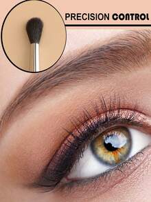 1pc Premium Copper Ferrule Goat Hair Eyeshadow Brush, Professional Makeup Tool For Eye Makeup, Ideal Gift - Black - View 7