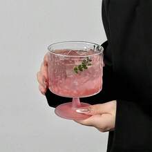 6 Stücke exquisite Tassen, Cocktailgläser, Vintage Gläser Kaltbrüh Tassen, Eiskaffee Tassen, Aperitifgläser, Saftgläser, einzigartige und schöne Tassen - Pink - Übersicht 6