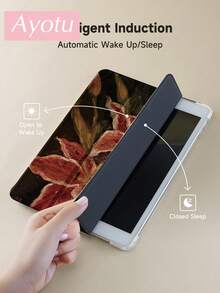 Funda protectora compatible con el patrón de pintura al óleo de la flor de lirio Ayotu, carcasa ultradelgada antideslizante para tableta PC, diseño plegable inteligente 3+Y, activación/suspensión automática, compatible con 9.7/10.2/10.9/11/12.9 pulgadas, 10ma generación, Air 4/5, Air 11, compatible con Samsung Galaxy Tab y Kindle - Ver 3