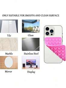 1pc Pink Silicone Suction Cup 40pcs Double-Sided Multi-Function Suction Cup Holder, Square Phone Anti-Slip Suction Pad - Multicolor - View 9