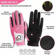 FINGER TEN 1 pieza Guante de golf para mano izquierda de mujer, guante con agarre de malla resistente a todo clima, swing confiable, transpirable y cómodo, talla: Pequeña/Mediana/Grande - Multicolor - Ver 3
