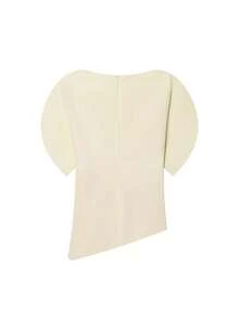 Áo kiểu nữ cổ tròn tay cánh hoa bất đối xứng màu đen, mẫu thời trang mới và thanh lịch dành cho mùa hè. - Màu be - Xem 8
