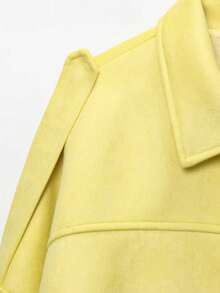 DEEKA Spring & Autumn New Casual Versatile Suede-Like Bomber Jacket For Women - Yellow - View 4