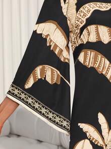 Women's Tropical Rainforest Print Fringe Hem Dress, Suitable For Daily Commute And Casual Vacation. This New Spring/Summer Printed Dress Features A Casual Elegant Style Black - Black - View 8