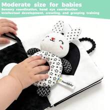 Newborn Black & White Visual Cloth Rattle, Baby Ring Soothing Hand-Grip Plush Doll, Infant Early Education Sensory Plush Doll - Multicolor - View 5