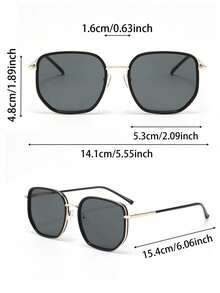 2pcs Plastic And Metal Square Metal Rimmed Eyeglasses Frame Elegant Advanced Exquisite Shades Basics Springbreak Fashion Glasses For Women Summer Beach Elegant Going Out Outfit - 2-piece Black Leopard Print Tea Set - View 5