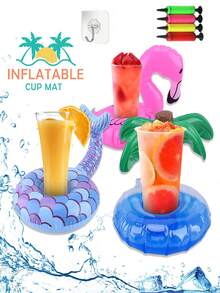 20pcs Inflatable Drink Cup Holders, Inflatable Floating Drink Cup Holders, Swimming Pool Drink Floats, Floating Cup Holders, Inflatable Drink Coasters, Inflatable Flamingo Cup Holders For Swimming Pool Party - Multicolor - View 10