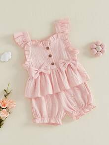 Baby Girls Tank Top Co-Ords - Pink - View 4