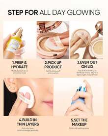 SKINTIFIC Full Coverage Cushion Foundation #45W Chestnut| Satin Glow Finish, Oil-Control &amp; Waterproof, Buildable Tattoo Cover Cushion for All Skin Types - ColorI - Ver 9