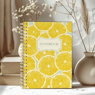1 st A5 sommarcitron spiral anteckningsbok | Linjerat papper, hårt omslag, perfekt för anteckningar, en idealisk present till kvinnor och fruktälskare