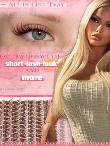 Brown Natural Fluffy Lash Clusters, Anime Lash Clusters, Pointed Lash Extensions, C-Curl Single Lash Extensions, Pointed Single Lash Extensions, 10-16mm Pre-Fanned Lash Clusters, DIY Lash Kit 144pcs - D - View 2