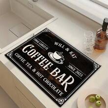 1件复古咖啡印花图案橡胶晾干垫，耐用硅胶餐垫，适用于咖啡馆、餐厅餐具、厨房地毯、宠物垫 - 彩色 - 查看 25