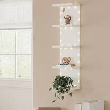 5-Tier Floating Wall Shelf Unit For Wall Decor & Makeup Vanity - White Narrow Cute Display Storage Shelf For Small Spaces, Decorative Vanity Shelf Room Decor - Mixed Colors - View 6