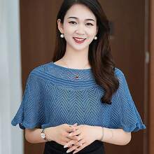 针织短款外套防晒披肩 女士夏季春季防晒斗篷蕾丝薄外套 - 多色 - 查看 8