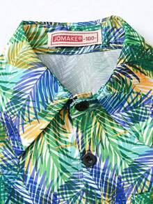 Boys' Casual Lapel Shirt Children's Top Short Sleeve Children's Clothing Comfortable Breathable - Verde - Ver 3