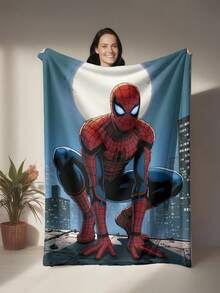 Chăn nỉ chủ đề Người Nhện của Marvel, với hình ảnh bộ trang phục siêu anh hùng màu đỏ và xanh kinh điển, ấm áp và mềm mại, thích hợp cho ghế sofa, giấc ngủ trưa, trang trí giường và nhiều hơn nữa. - Màu xanh hải quân - Xem 3