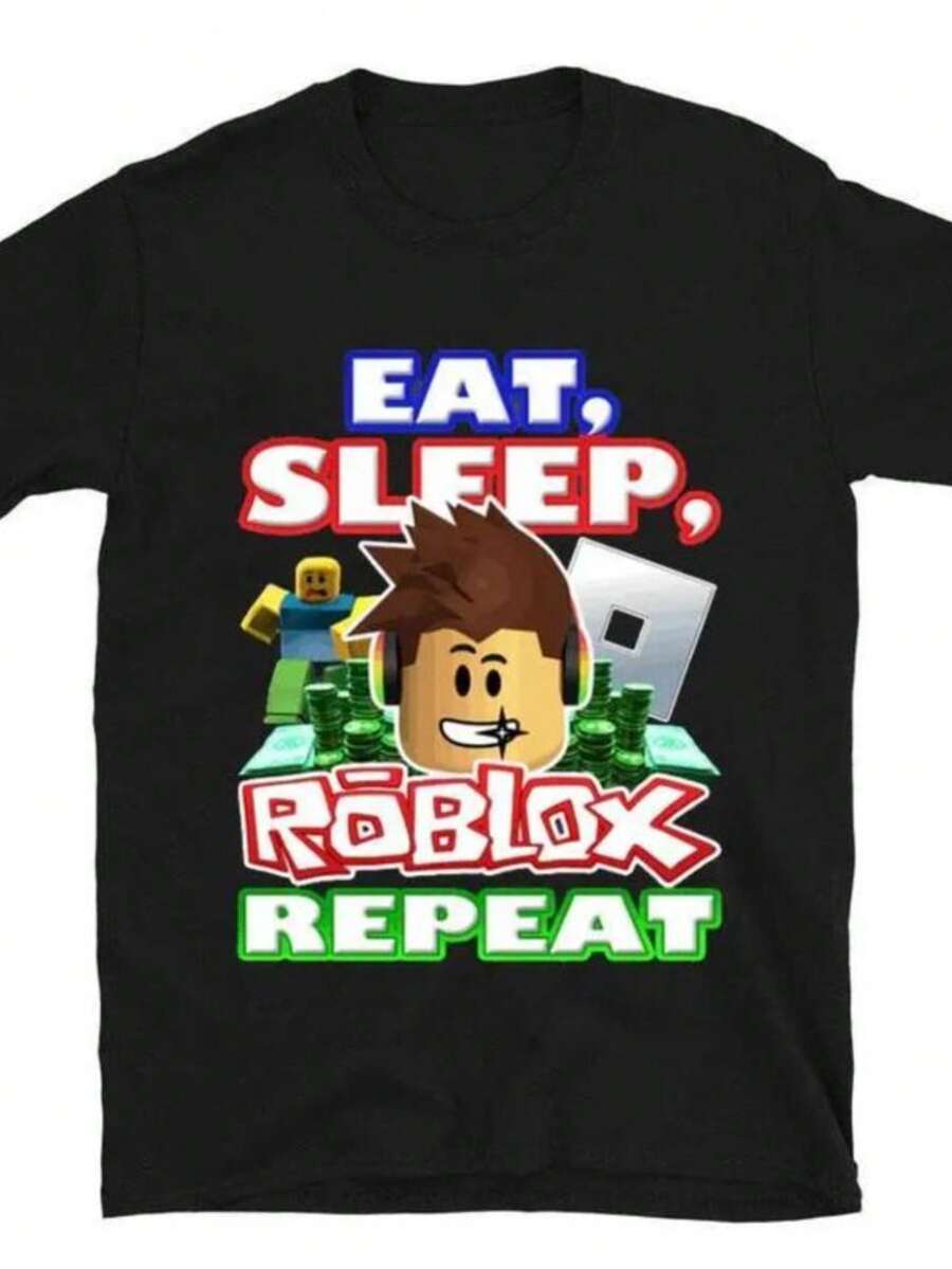 Eat, Sleep, Robles, Repeat. Robles Shirts Showcase Retro And Iconic Game Art, Stylish And Comfortable Men's T-Shirts, Men's Standard Size Ready-To-Wear. - 黑色 - 查看 1
