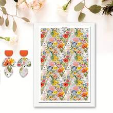 Floral Pattern Clay Transfer Paper For Polymer Bohemian Leaves Clay Transfer Retro Water Transfer Sheets Jewelry Making Earrings DIY Polymer Enamel Pottery Enamel Tools Art - 1Pc - View 23