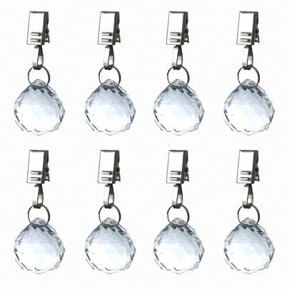 8 Pack Tablecloth Weights, Acrylic Crystal Table Cover Pendant With Metal Clip Clamps, Heavy Teardrop Prisms Table Cloth Hangers For Wedding Decoration, Outdoor Picnic, Family Dinner Party