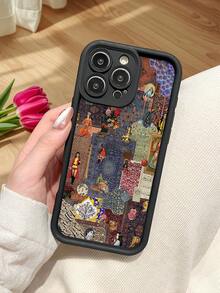 A Stylish And Minimalist TPU Phone Case With Collage Pattern, Suitable For Personal Use, Gifting To Friends And Family, Gifting To Teachers, And Also As A Valentine's Day And Birthday Gift. Compatible With Apple 17/16/15/14/13/12/11/PLUS/PRO/PROMAX/X/XR/XS/XMAX Series Models - 黑色 - 查看 1