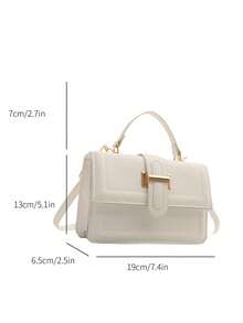 Tas Selempang Persegi Minimalis Warna Solid Bergaya Retro dengan Gesper Logam dan Tas Tangan Mini, Cocok untuk Remaja Putri, Mahasiswa, Profesional Muda, Cocok untuk Kantor, Sekolah, Kerja, Perjalanan, Aktivitas Luar Ruangan, Bepergian, dan Acara Lainnya - Putih - View 6