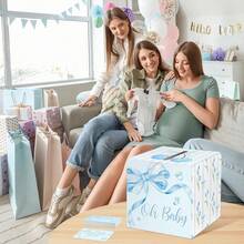51 Diaper Raffle Tickets With Box For Baby Shower Game Invitations Diaper Raffle Card For Gender Reveal Baby Shower Party Decoration Table Centerpiece(Clear White) - 藍色 - 查看 6