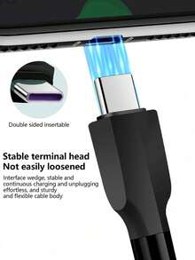 1 pieza Cable de carga rápida USB-C de silicona líquida negra, cable de datos tipo C compatible con Huawei, teléfonos, 1/1.5/2M - Negro - Ver 4