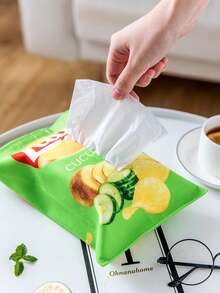 1个创意薯片造型纸巾盒，节省空间的方形纸巾盒，立方体纸巾盒，创新薯片袋设计，汽车沙发纸巾盒收纳盒，适用于客厅、餐厅、卧室 - 彩色 - 查看 4