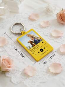 Custom Photo Music Keychain: Personalised Song Display With Optional Message,Song Keychain Personalised Album Style Keyring Music Boyfriend Girlfriend Valentines Music Love Birthday Wedding.Personalised Music Keychain: Custom Photo & Message Gift For Music Lovers - Multicolor - View 6