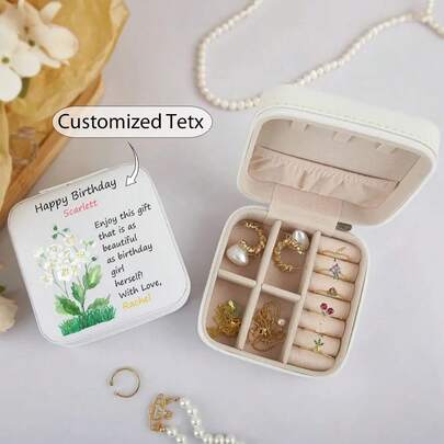 Esta caja de joyería de acuarela floral personalizada y apta para viajes se puede personalizar con grabado, lo que la convierte en un regalo perfecto para cumpleaños o el Día de la Madre.