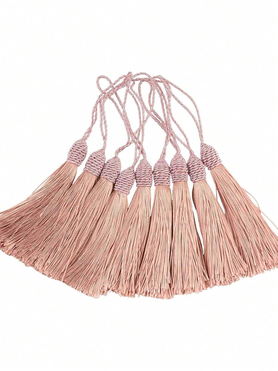 Marcapáginas de borla de seda con bucle de cuerda de 2 pulgadas y pequeño nudo chino, adecuado para la fabricación de joyas, recuerdos, marcapáginas, accesorios de manualidades DIY hechas a mano (polvo de pelado) - Rosa vieja - Ver 1