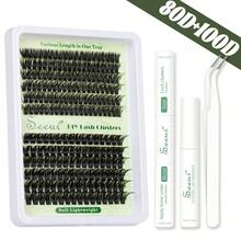 960pcs DIY Segmented False Lashes, 10-20mm Mixed Length, 30D,40D,60D,80D,100D DIY Eyelash Extension Set, Large Capacity Individual Lashes Set,Soft & Natural Individual Lashes, Easy DIY Long-Lasting Eyelash Bond&Seal, DIY Remover, DIY Eyelash Tweezers, Create 3D Dimensional Eye Makeup, For Home DIY, Travel, Daily Commute, Evening Party, Wedding Bride Makeup, Etc. - Black - View 11