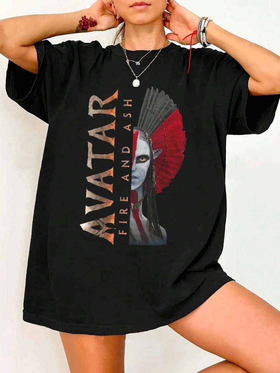 Avatars Feuer- und Asche-T-Shirt, Na'vi-Krieger-T-Shirt, Planeten-T-Shirt, James-Sci-Fi-T-Shirt, Geschenk für epische Filmfans - Schwarz - Übersicht 1