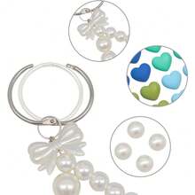 Charms, Pearls & Pearls Bow Chain Accessories For Beach Tote Bags, Decorative Add - Ons To Customize Bogg Bags And Similar Totes Beach Bag Decorations - Cold Color Heart - View 2