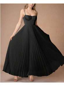 Evening Dress New Dress Sexy Suspender Backless Long Dress Sleeveless Deep V Slim Bridesmaid Dress Dress Women - 黑色 - 查看 3