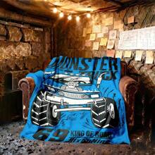1PC 3D Monster Jam Monster Truck Cartoon Blanket, Edgy Gift For Motorsports Fans, Themed Man Cave Decor, Retro Sci-Fi Party Accent & Race Day Souvenir,Soft Throw Blanket For Home Bedroom Bed Sofa Picnic Travel Office Cover Blanket, Multiple Sizes 50x60 To 60x80 Inches - Nhiều màu 10 - Xem 2